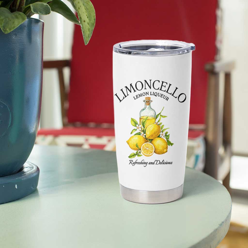 Vintage Limoncello Lemon Liqueur Tumbler Cup Italian Summer Letter Fruit Printed Graphic
