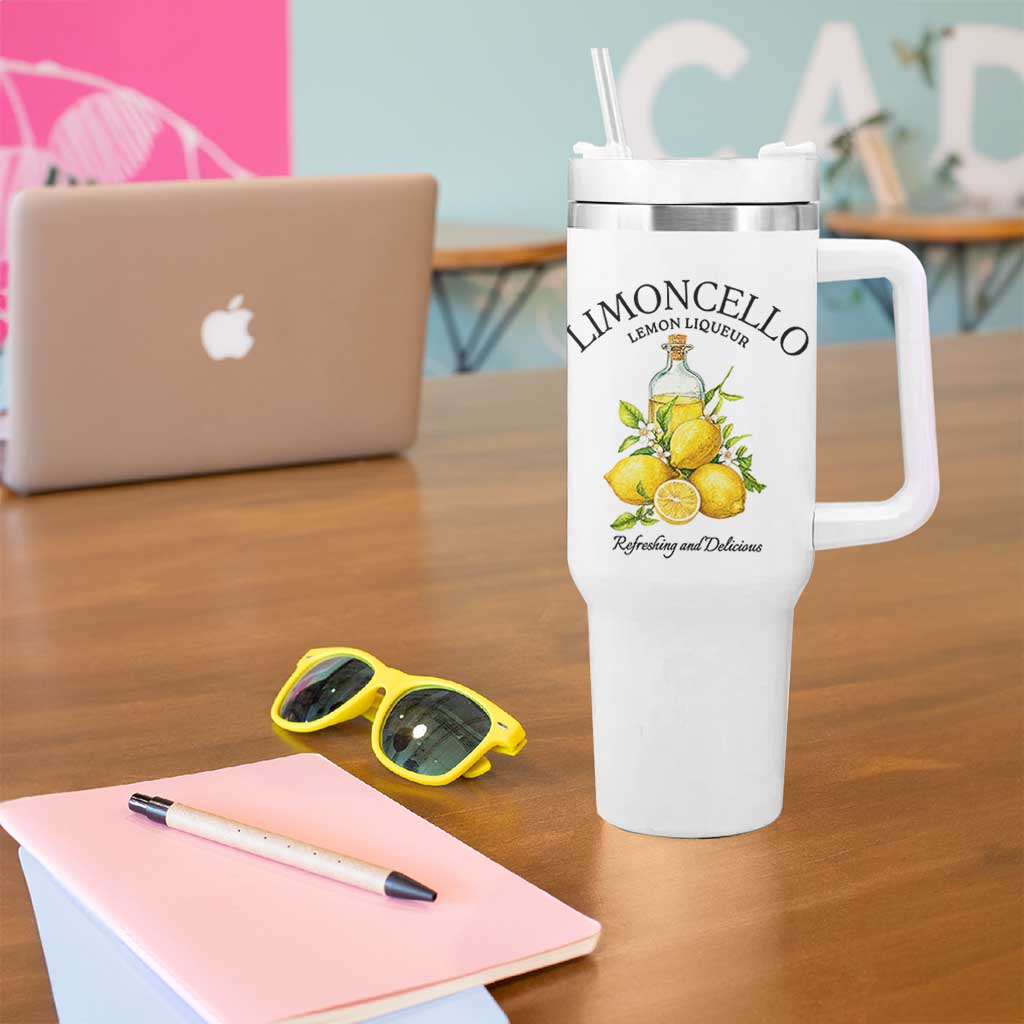 Vintage Limoncello Lemon Liqueur Tumbler With Handle Italian Summer Letter Fruit Printed Graphic