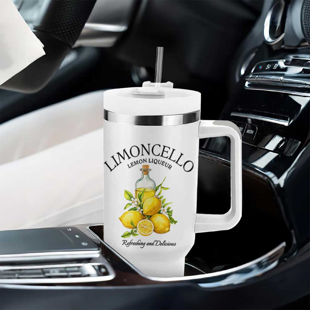 Vintage Limoncello Lemon Liqueur Tumbler With Handle Italian Summer Letter Fruit Printed Graphic