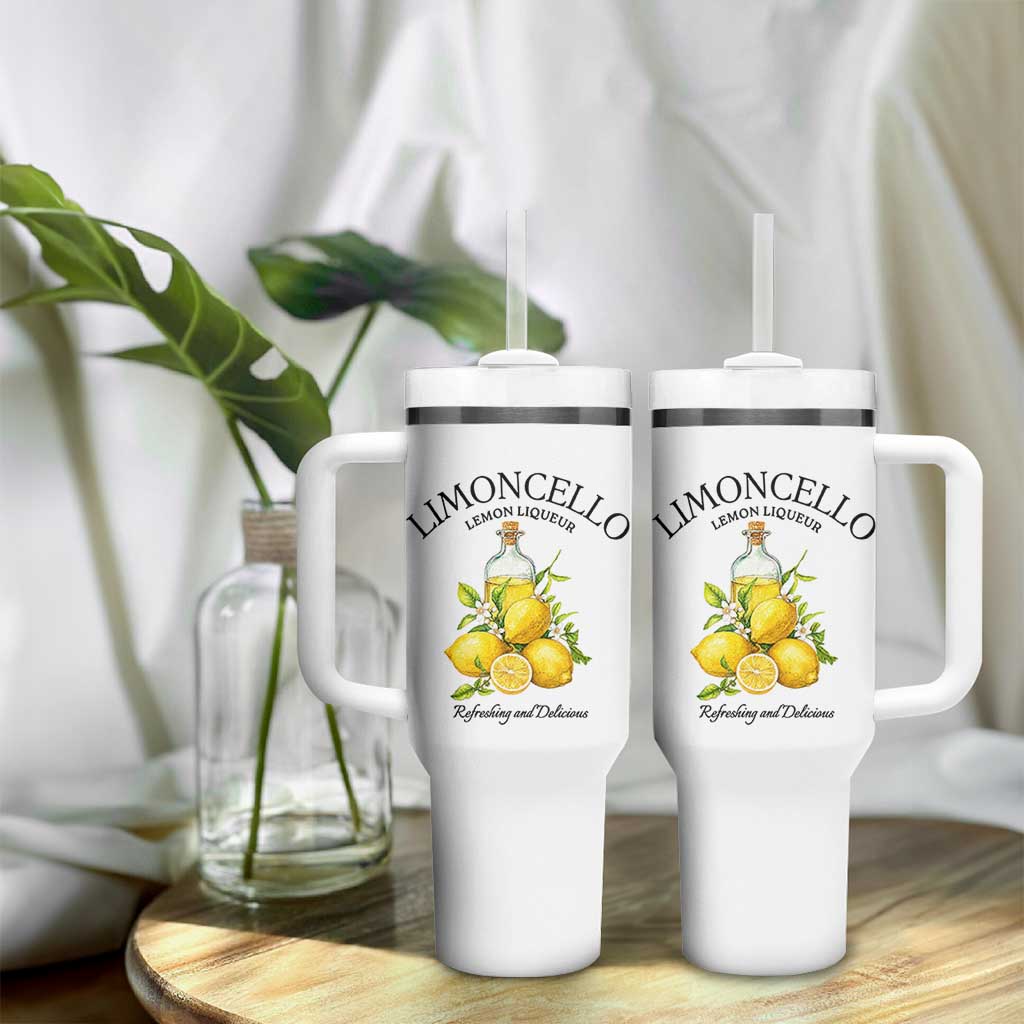 Vintage Limoncello Lemon Liqueur Tumbler With Handle Italian Summer Letter Fruit Printed Graphic
