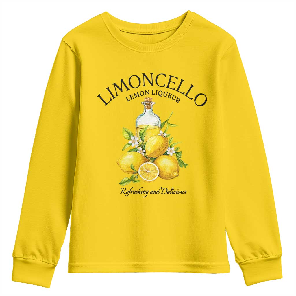 Vintage Limoncello Lemon Liqueur Youth Sweatshirt Italian Summer Letter Fruit Printed Graphic