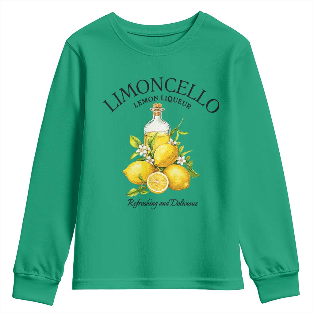 Vintage Limoncello Lemon Liqueur Youth Sweatshirt Italian Summer Letter Fruit Printed Graphic
