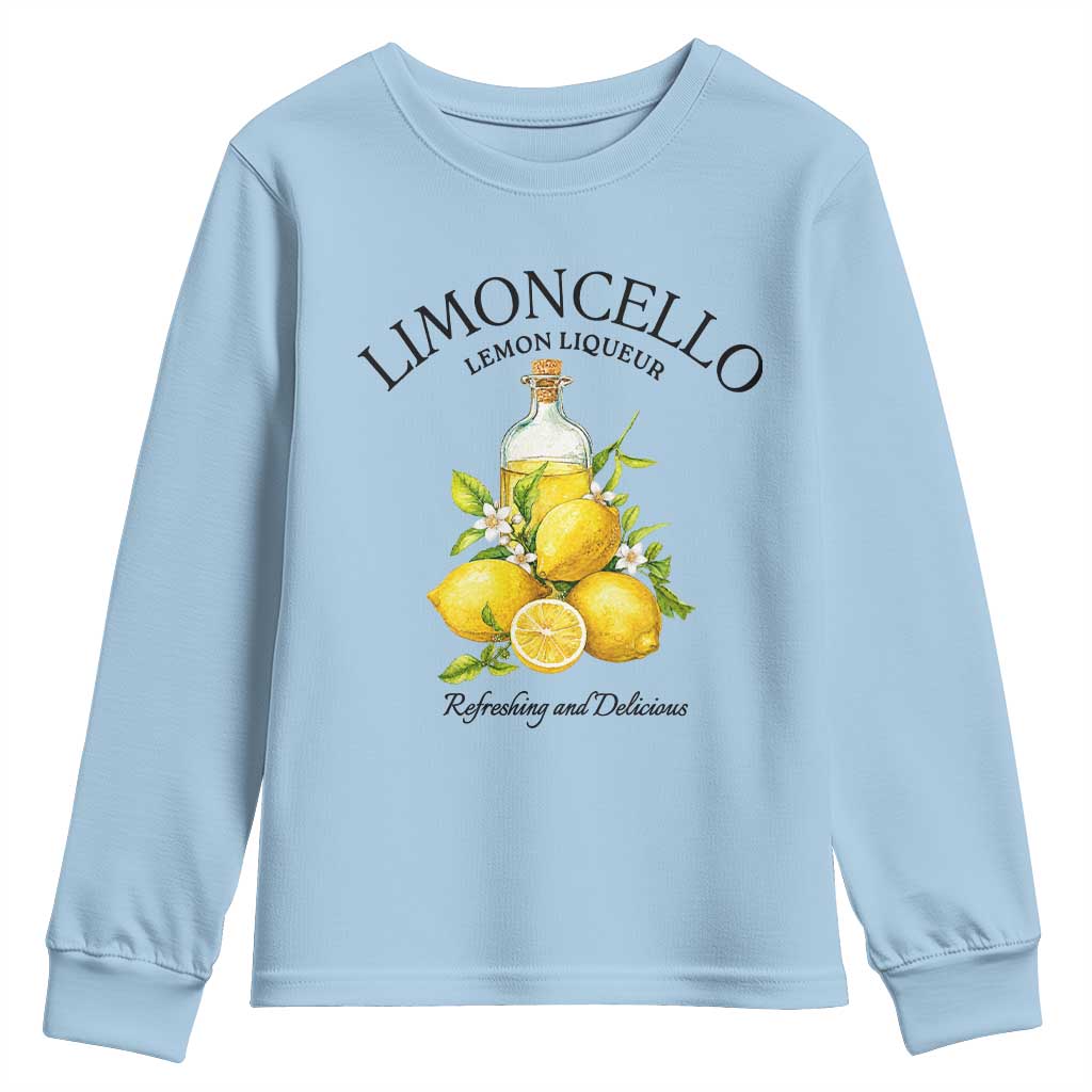 Vintage Limoncello Lemon Liqueur Youth Sweatshirt Italian Summer Letter Fruit Printed Graphic