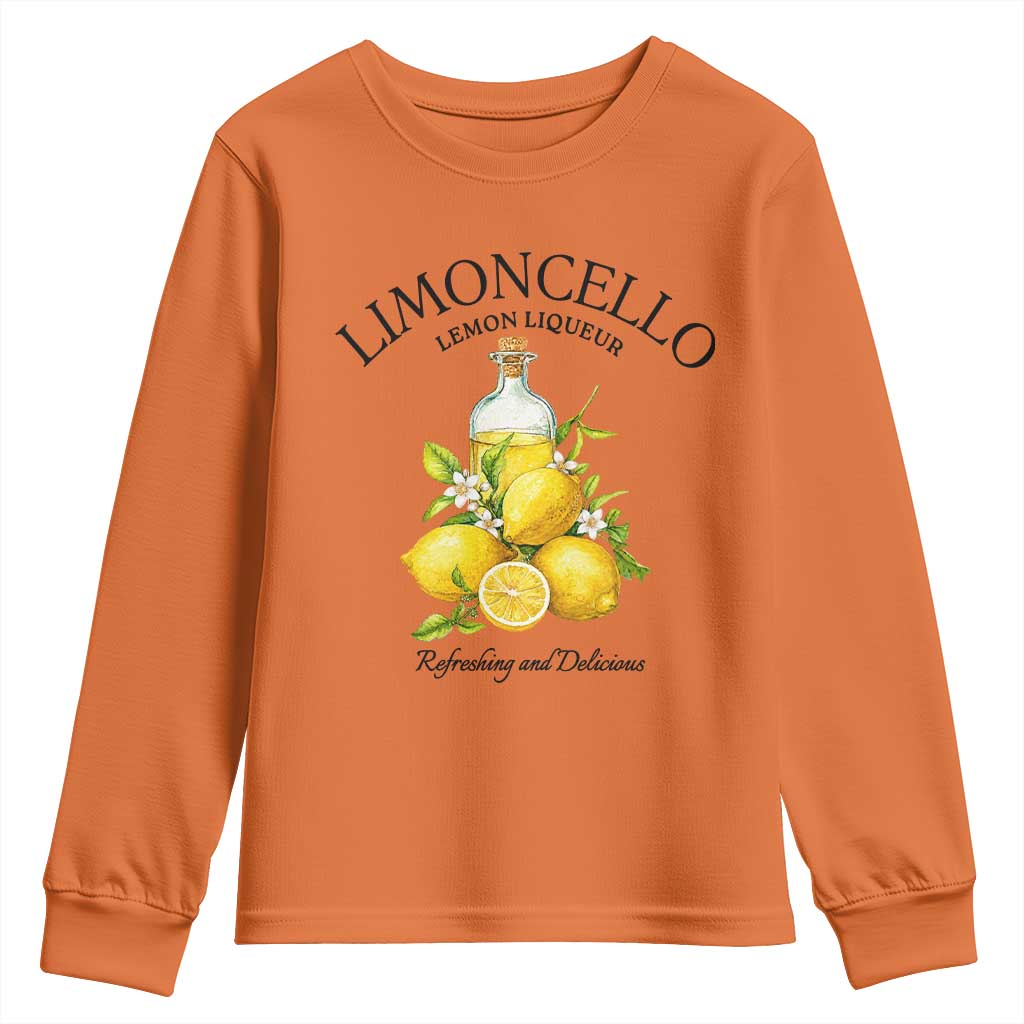 Vintage Limoncello Lemon Liqueur Youth Sweatshirt Italian Summer Letter Fruit Printed Graphic