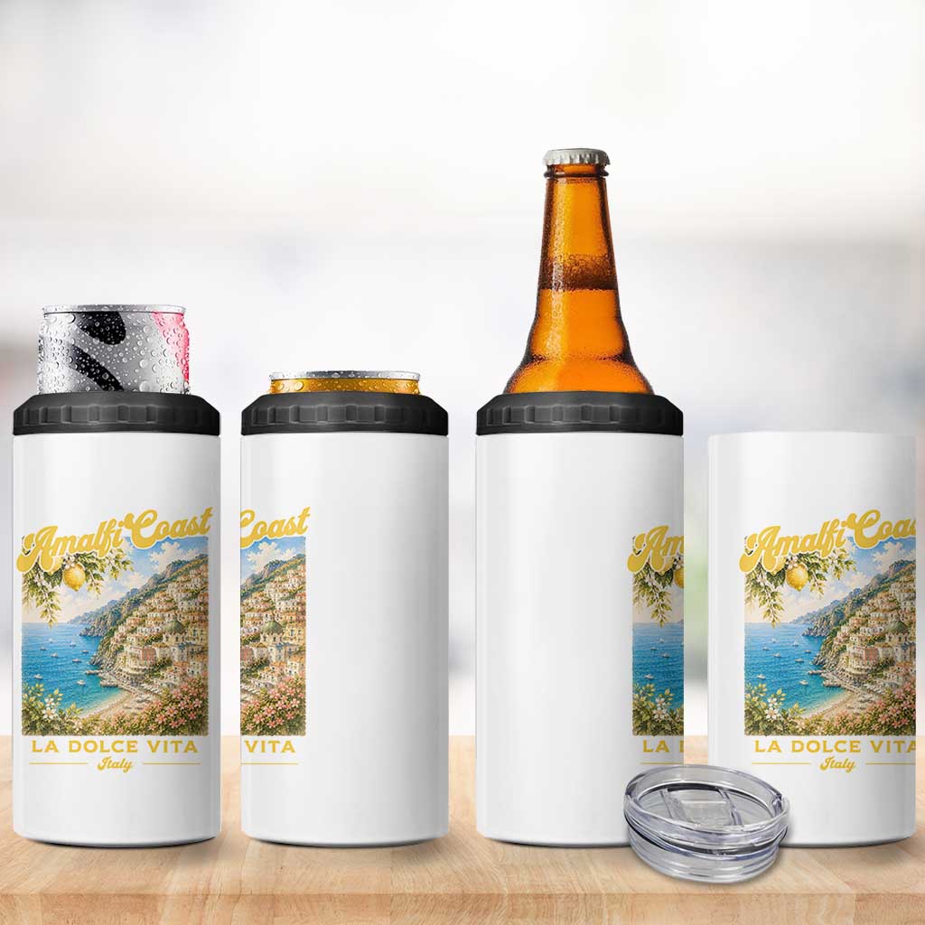 Amalfi Coast La Dolce Vita Italy 4 in 1 Can Cooler Tumbler Vintage Summer Amalfi Coast
