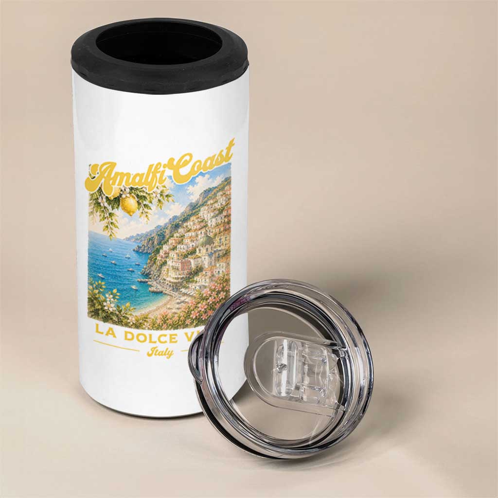 Amalfi Coast La Dolce Vita Italy 4 in 1 Can Cooler Tumbler Vintage Summer Amalfi Coast