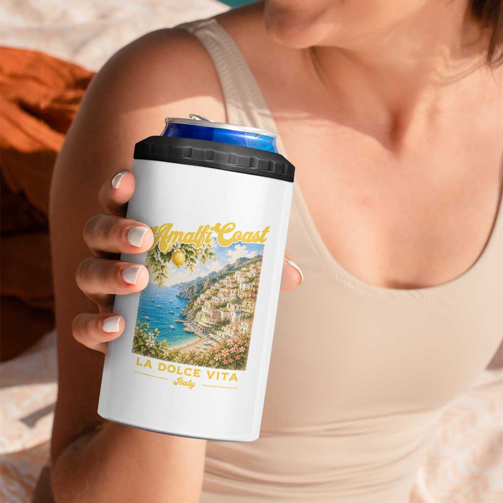 Amalfi Coast La Dolce Vita Italy 4 in 1 Can Cooler Tumbler Vintage Summer Amalfi Coast