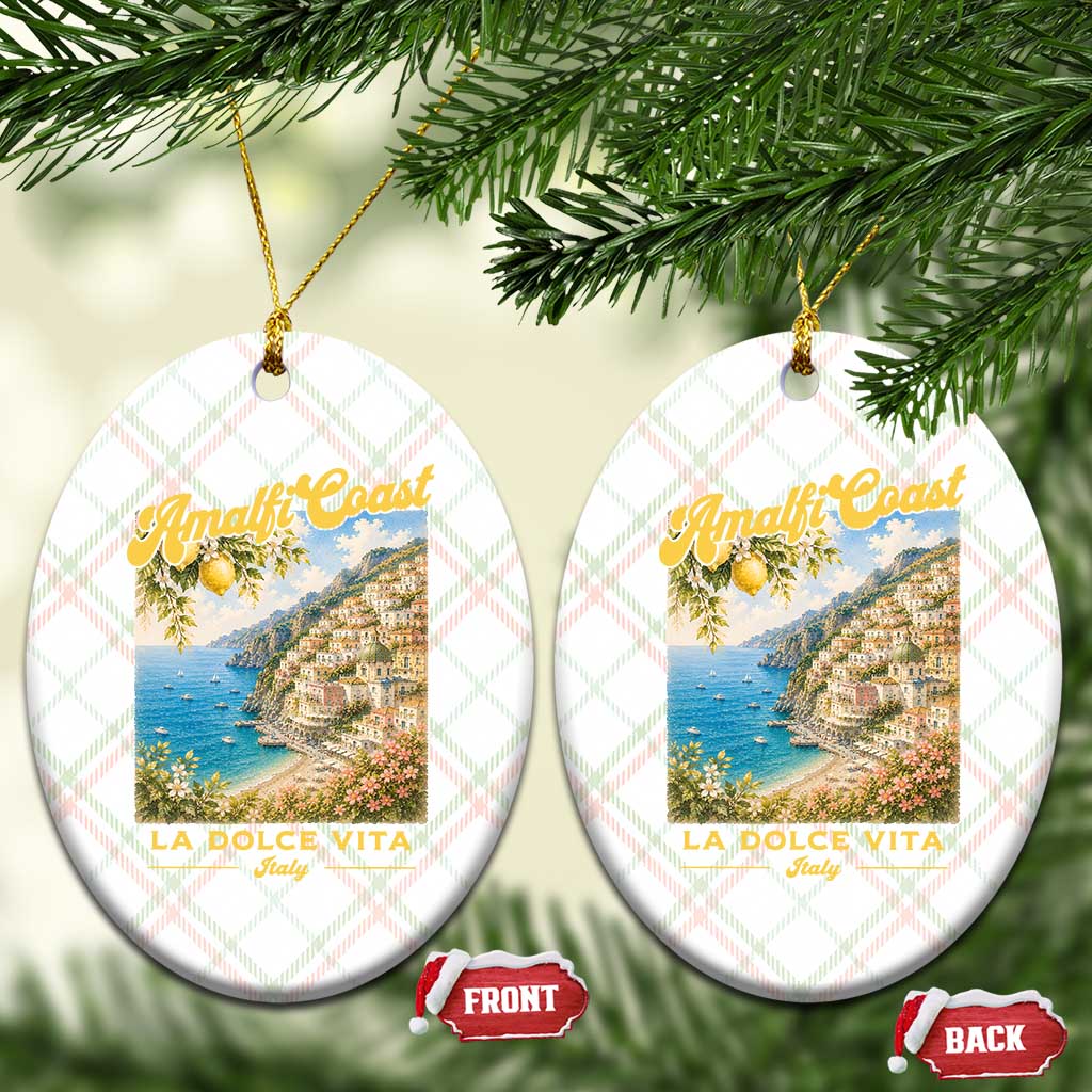 Amalfi Coast La Dolce Vita Italy Ceramic Ornament Vintage Summer Amalfi Coast