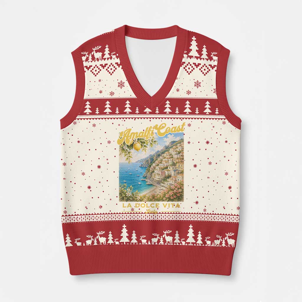 Amalfi Coast La Dolce Vita Italy V-Neck Knit Sweater Vest Vintage Summer Amalfi Coast