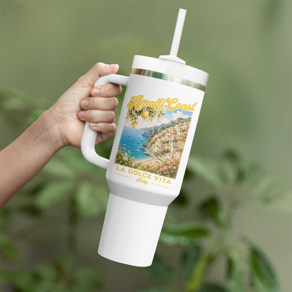 Amalfi Coast La Dolce Vita Italy Tumbler With Handle Vintage Summer Amalfi Coast