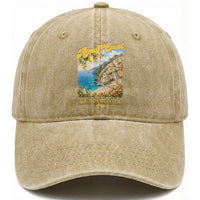 Amalfi Coast La Dolce Vita Italy Washed Cotton Baseball Cap Vintage Summer Amalfi Coast