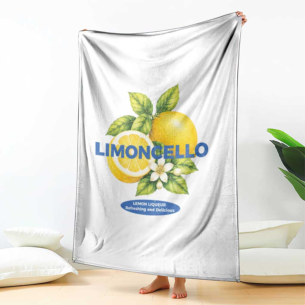 Vintage Limoncello Lemon Liqueur Throw Blanket Citrus Fruit Botanical Italian Summer Graphic