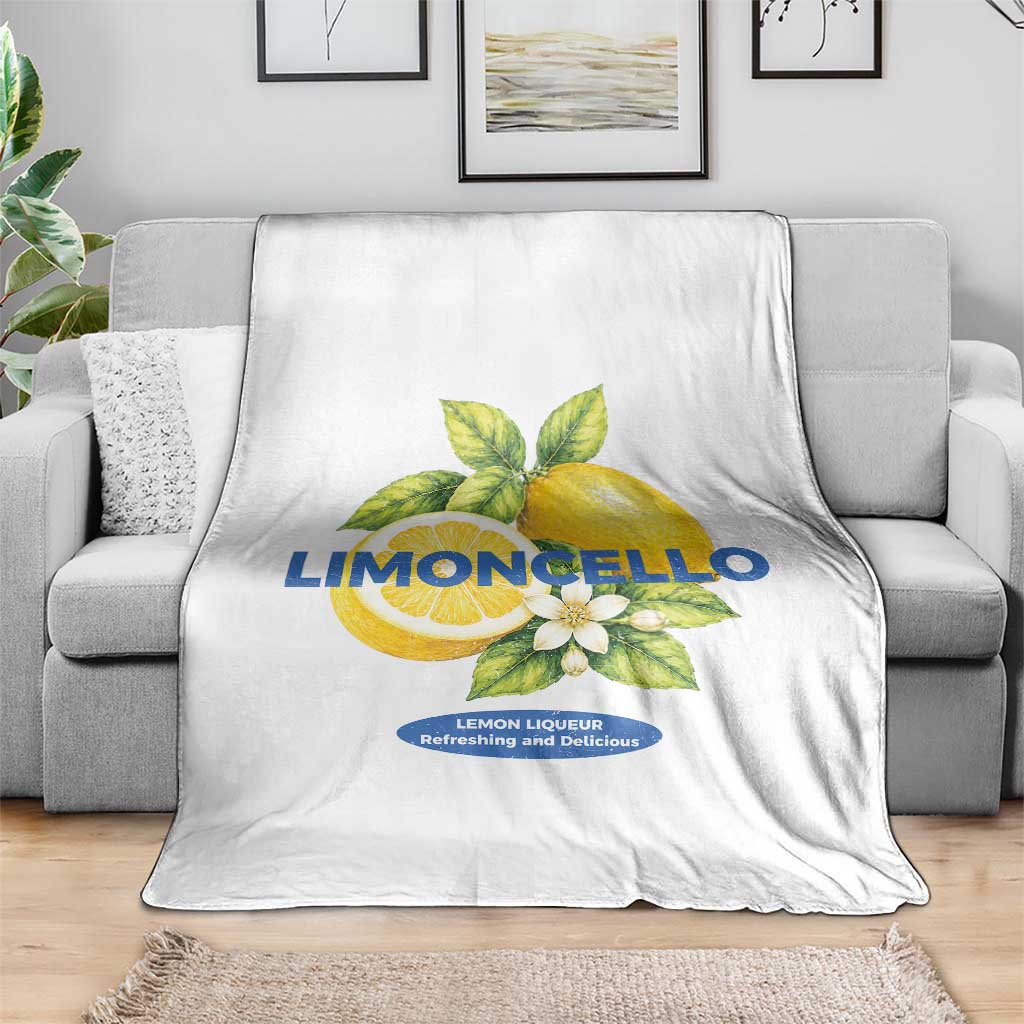Vintage Limoncello Lemon Liqueur Throw Blanket Citrus Fruit Botanical Italian Summer Graphic
