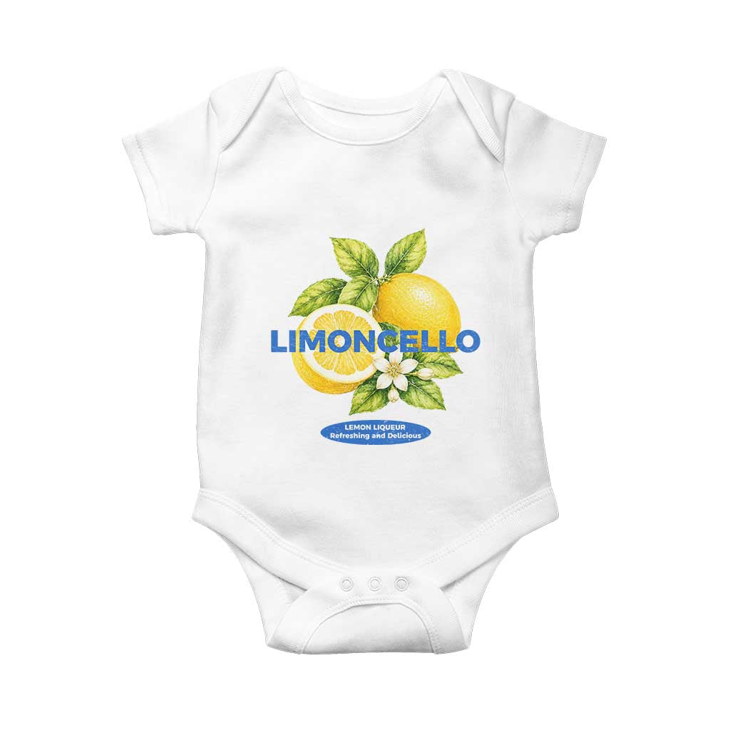 Vintage Limoncello Lemon Liqueur Baby Onesie Citrus Fruit Botanical Italian Summer Graphic