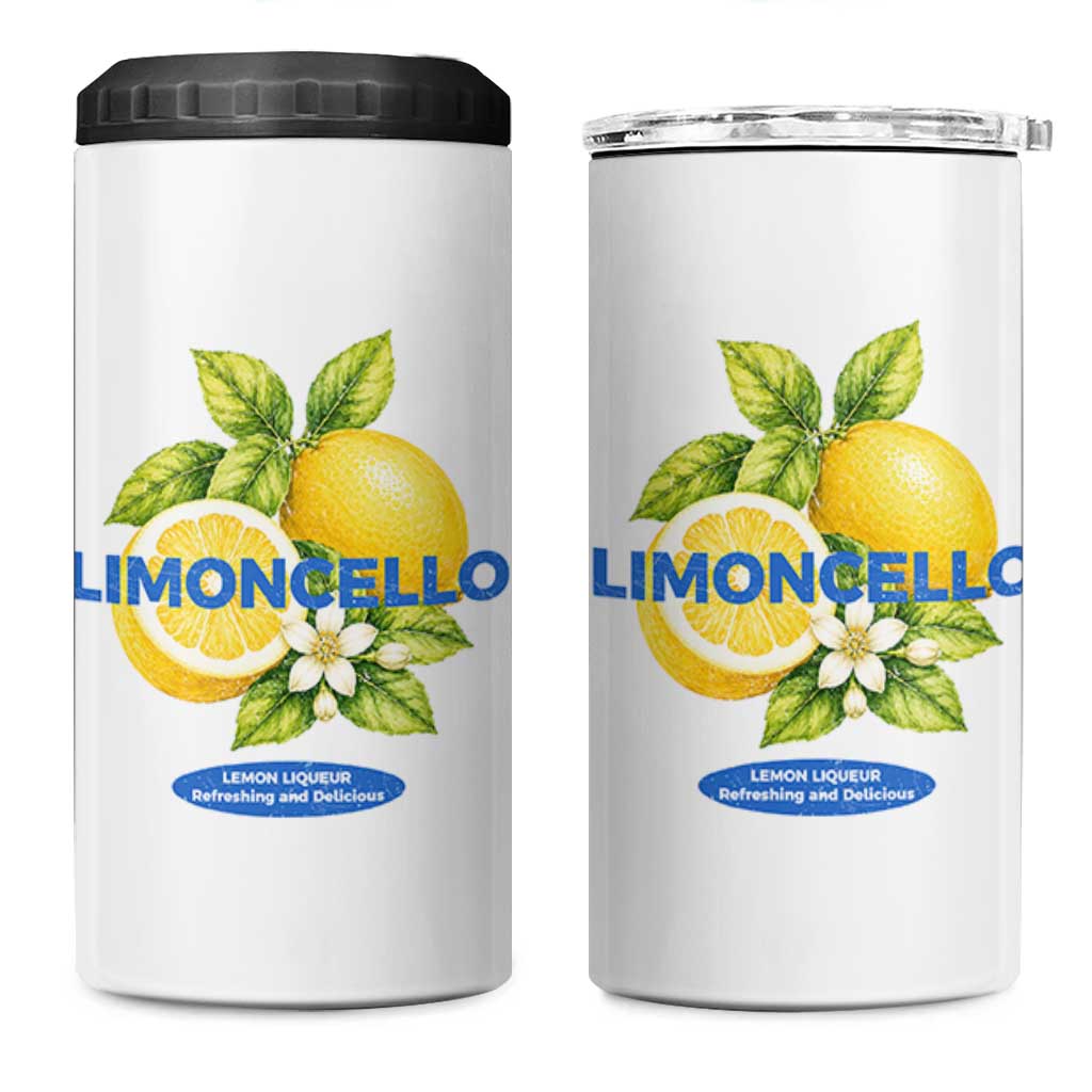 Vintage Limoncello Lemon Liqueur 4 in 1 Can Cooler Tumbler Citrus Fruit Botanical Italian Summer Graphic