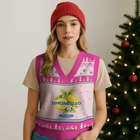 Vintage Limoncello Lemon Liqueur V-Neck Knit Sweater Vest Citrus Fruit Botanical Italian Summer Graphic
