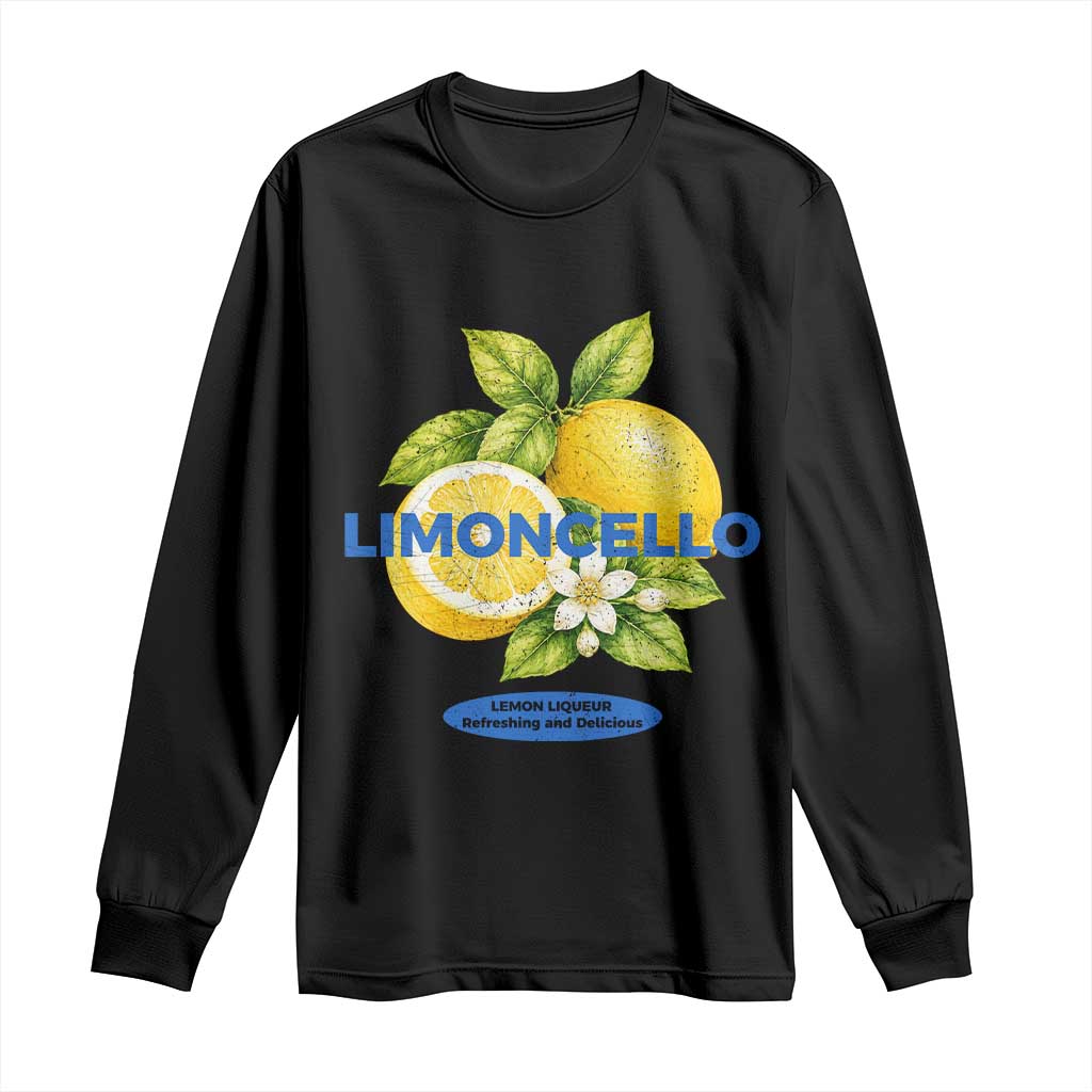 Vintage Limoncello Lemon Liqueur Long Sleeve Shirt Citrus Fruit Botanical Italian Summer Graphic