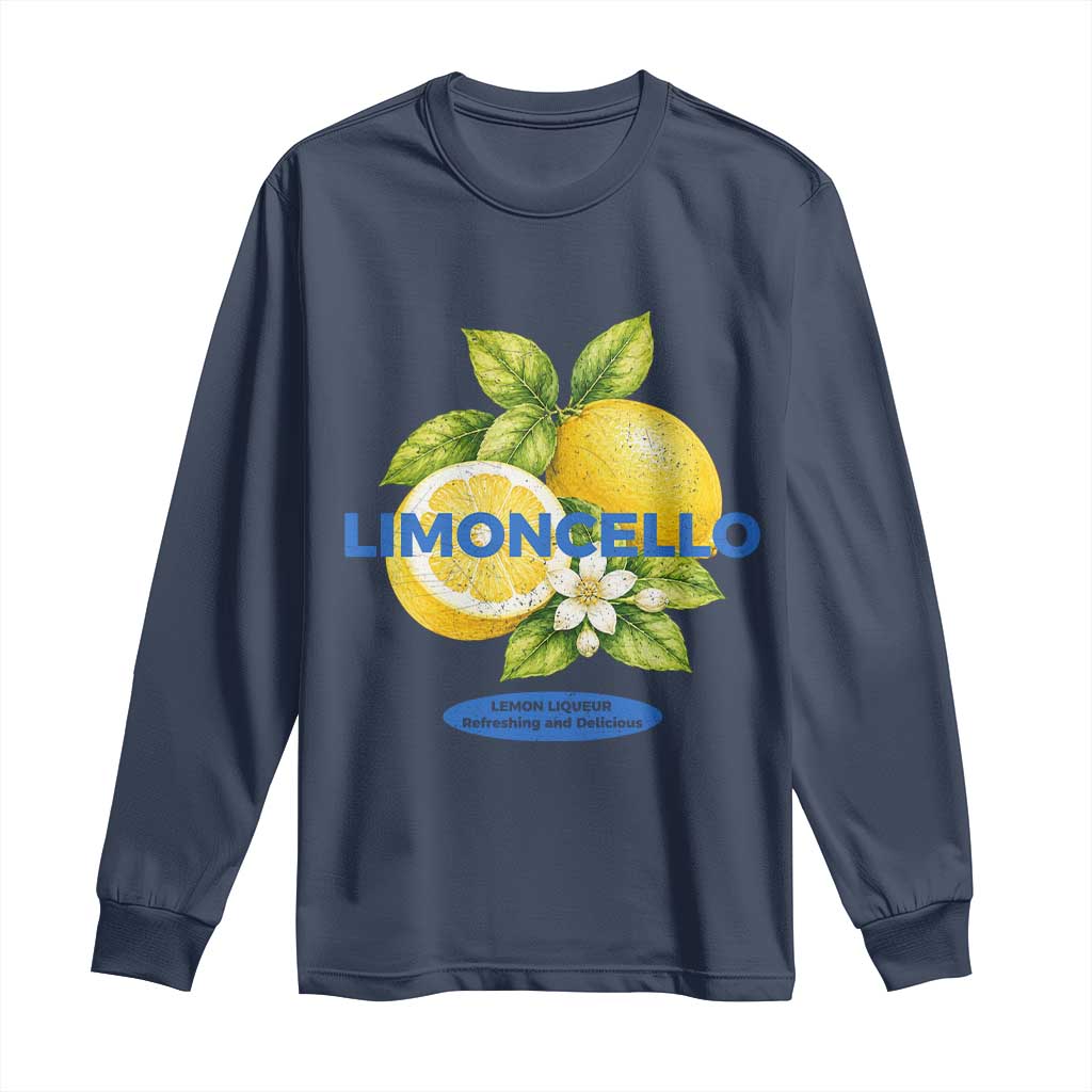 Vintage Limoncello Lemon Liqueur Long Sleeve Shirt Citrus Fruit Botanical Italian Summer Graphic