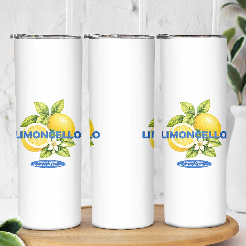 Vintage Limoncello Lemon Liqueur Skinny Tumbler Citrus Fruit Botanical Italian Summer Graphic