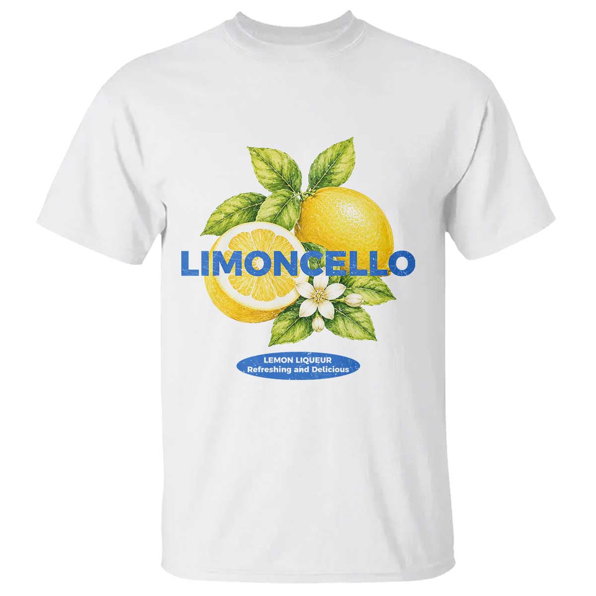 Vintage Limoncello Lemon Liqueur T Shirt Citrus Fruit Botanical Italian Summer Graphic