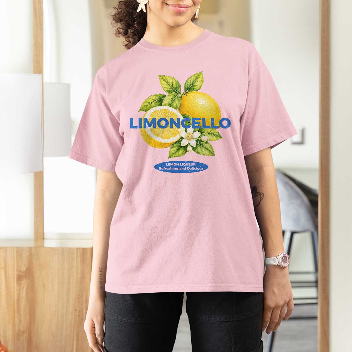 Vintage Limoncello Lemon Liqueur T Shirt For Women Citrus Fruit Botanical Italian Summer Graphic