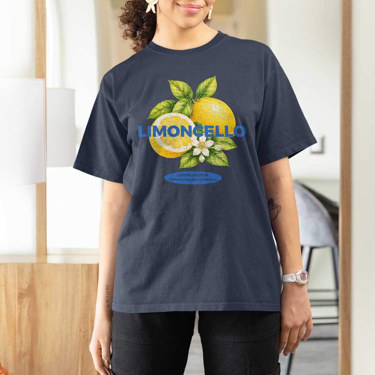 Vintage Limoncello Lemon Liqueur T Shirt For Women Citrus Fruit Botanical Italian Summer Graphic