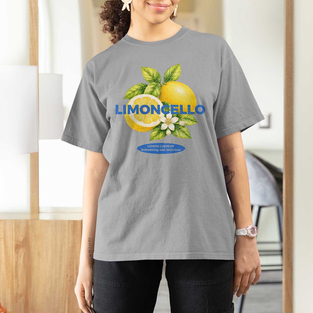 Vintage Limoncello Lemon Liqueur T Shirt For Women Citrus Fruit Botanical Italian Summer Graphic