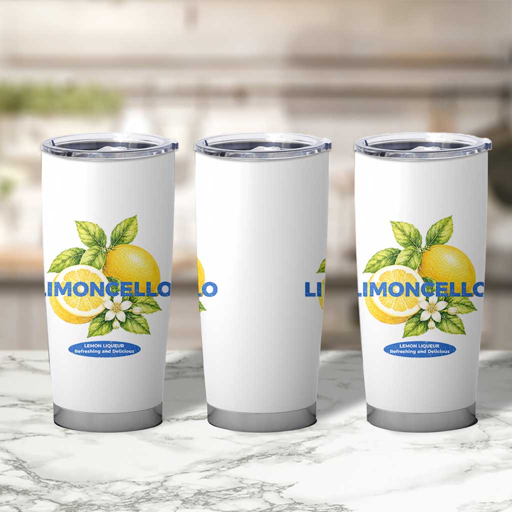 Vintage Limoncello Lemon Liqueur Tumbler Cup Citrus Fruit Botanical Italian Summer Graphic