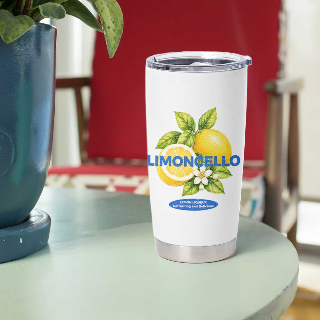 Vintage Limoncello Lemon Liqueur Tumbler Cup Citrus Fruit Botanical Italian Summer Graphic