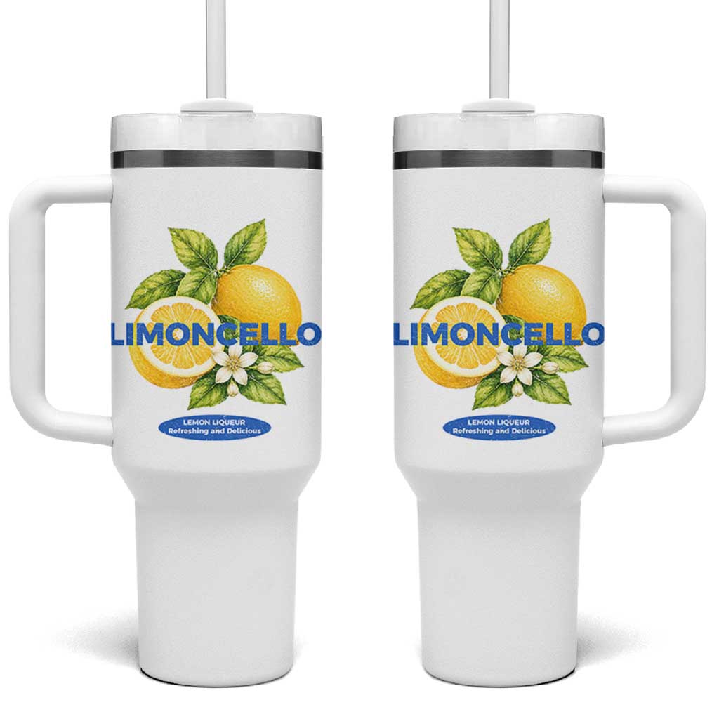 Vintage Limoncello Lemon Liqueur Tumbler With Handle Citrus Fruit Botanical Italian Summer Graphic