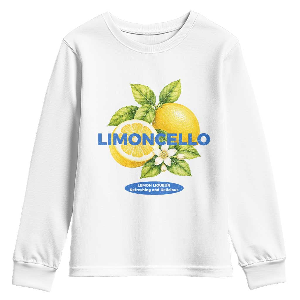 Vintage Limoncello Lemon Liqueur Youth Sweatshirt Citrus Fruit Botanical Italian Summer Graphic
