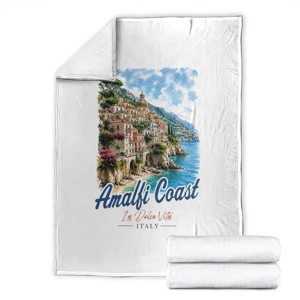 Amalfi Coast Throw Blanket La Dolce Vita Italy Coastal Village Vintage Mediterranean Paradise