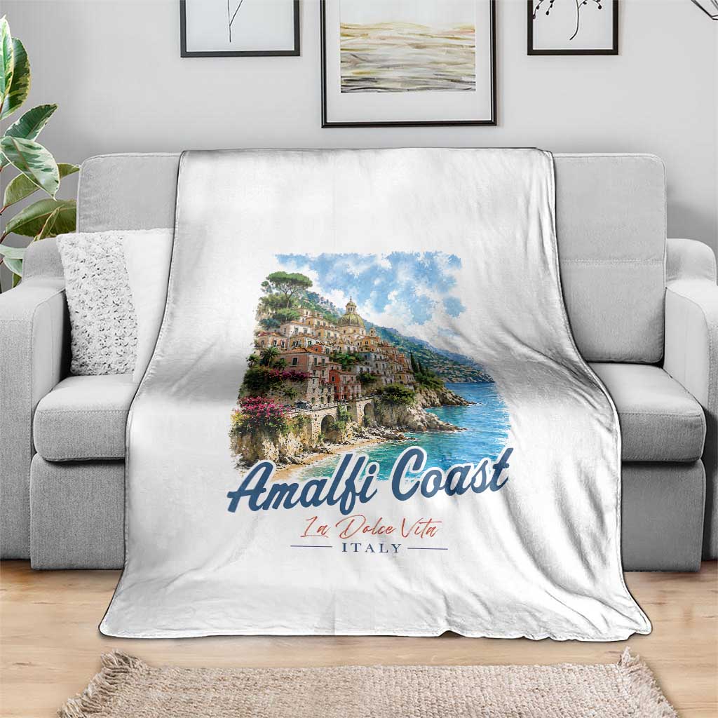 Amalfi Coast Throw Blanket La Dolce Vita Italy Coastal Village Vintage Mediterranean Paradise