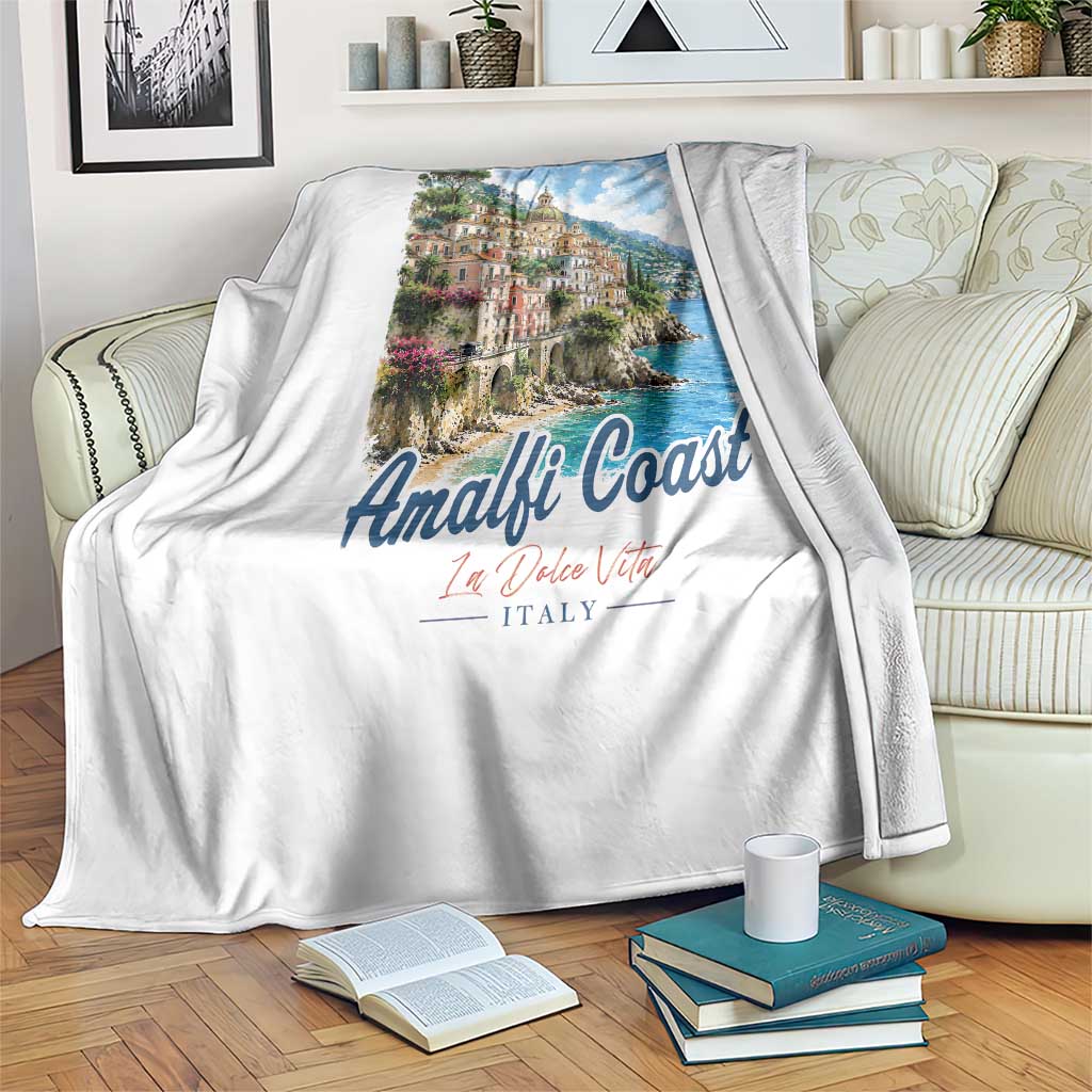 Amalfi Coast Throw Blanket La Dolce Vita Italy Coastal Village Vintage Mediterranean Paradise