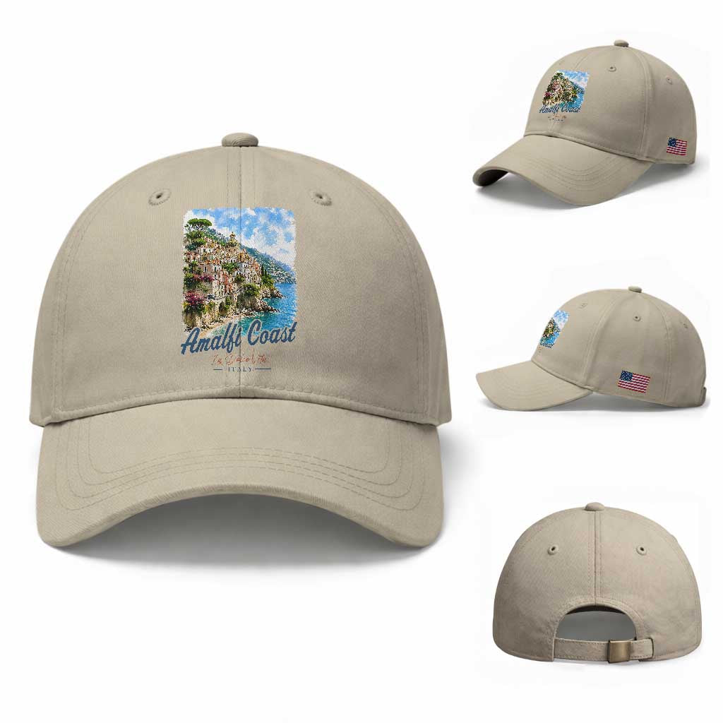Amalfi Coast Baseball Cap La Dolce Vita Italy Coastal Village Vintage Mediterranean Paradise
