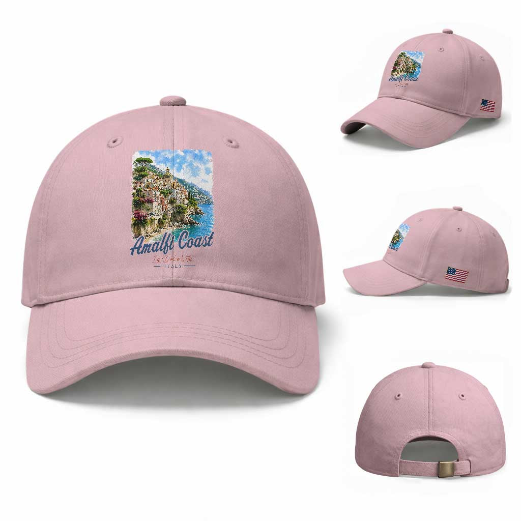 Amalfi Coast Baseball Cap La Dolce Vita Italy Coastal Village Vintage Mediterranean Paradise
