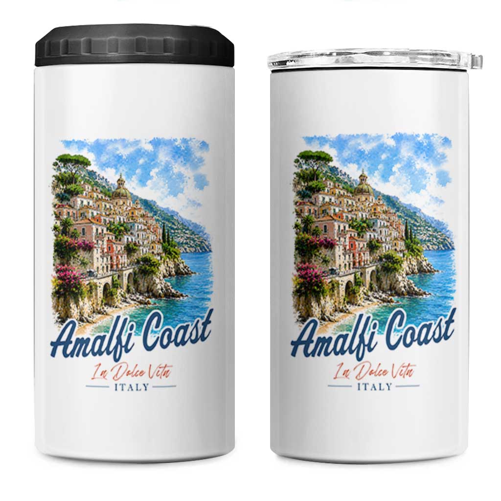 Amalfi Coast 4 in 1 Can Cooler Tumbler La Dolce Vita Italy Coastal Village Vintage Mediterranean Paradise