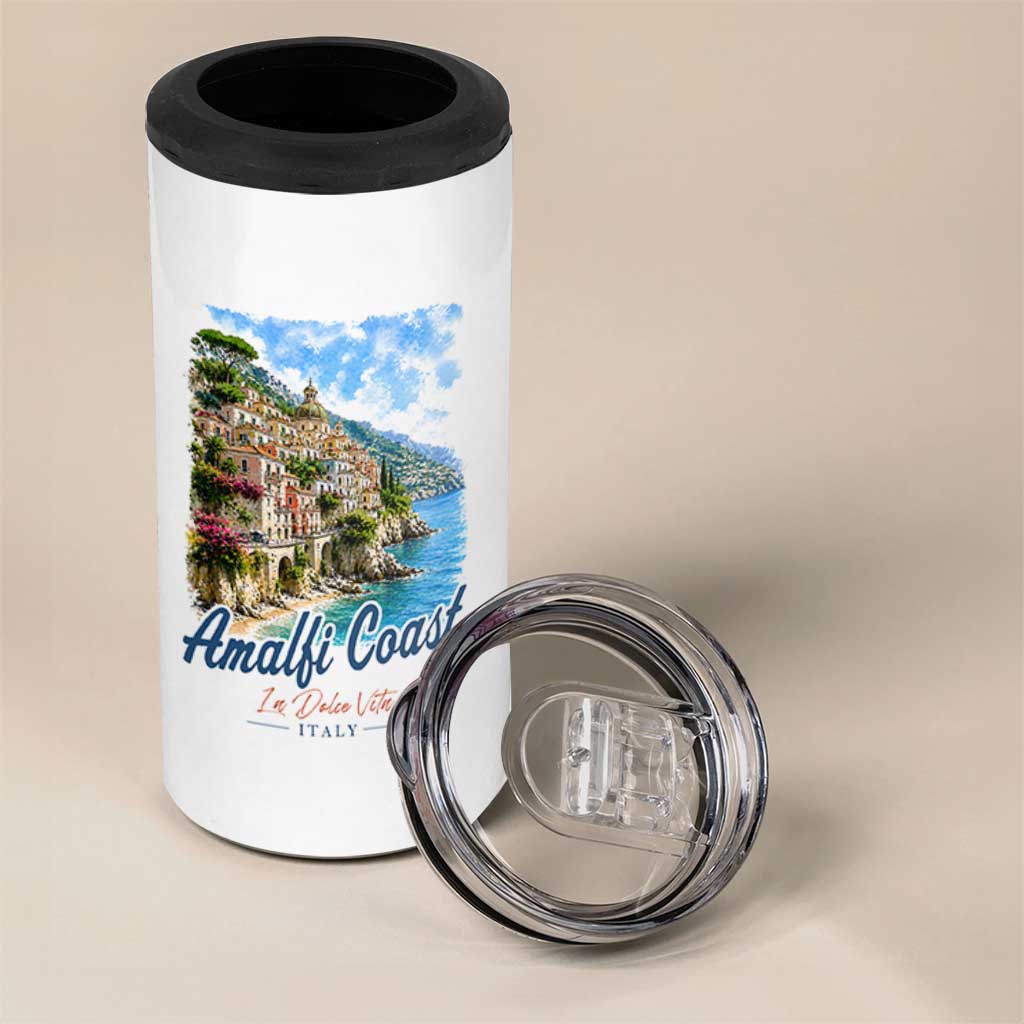 Amalfi Coast 4 in 1 Can Cooler Tumbler La Dolce Vita Italy Coastal Village Vintage Mediterranean Paradise