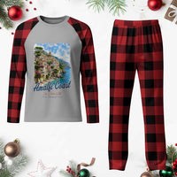 Amalfi Coast Plaid Pajama Set La Dolce Vita Italy Coastal Village Vintage Mediterranean Paradise