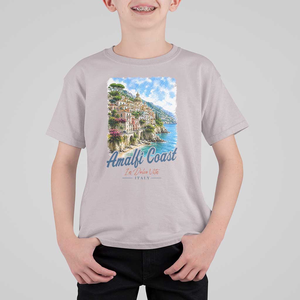 Amalfi Coast T Shirt For Kid La Dolce Vita Italy Coastal Village Vintage Mediterranean Paradise