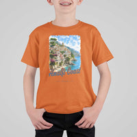 Amalfi Coast T Shirt For Kid La Dolce Vita Italy Coastal Village Vintage Mediterranean Paradise