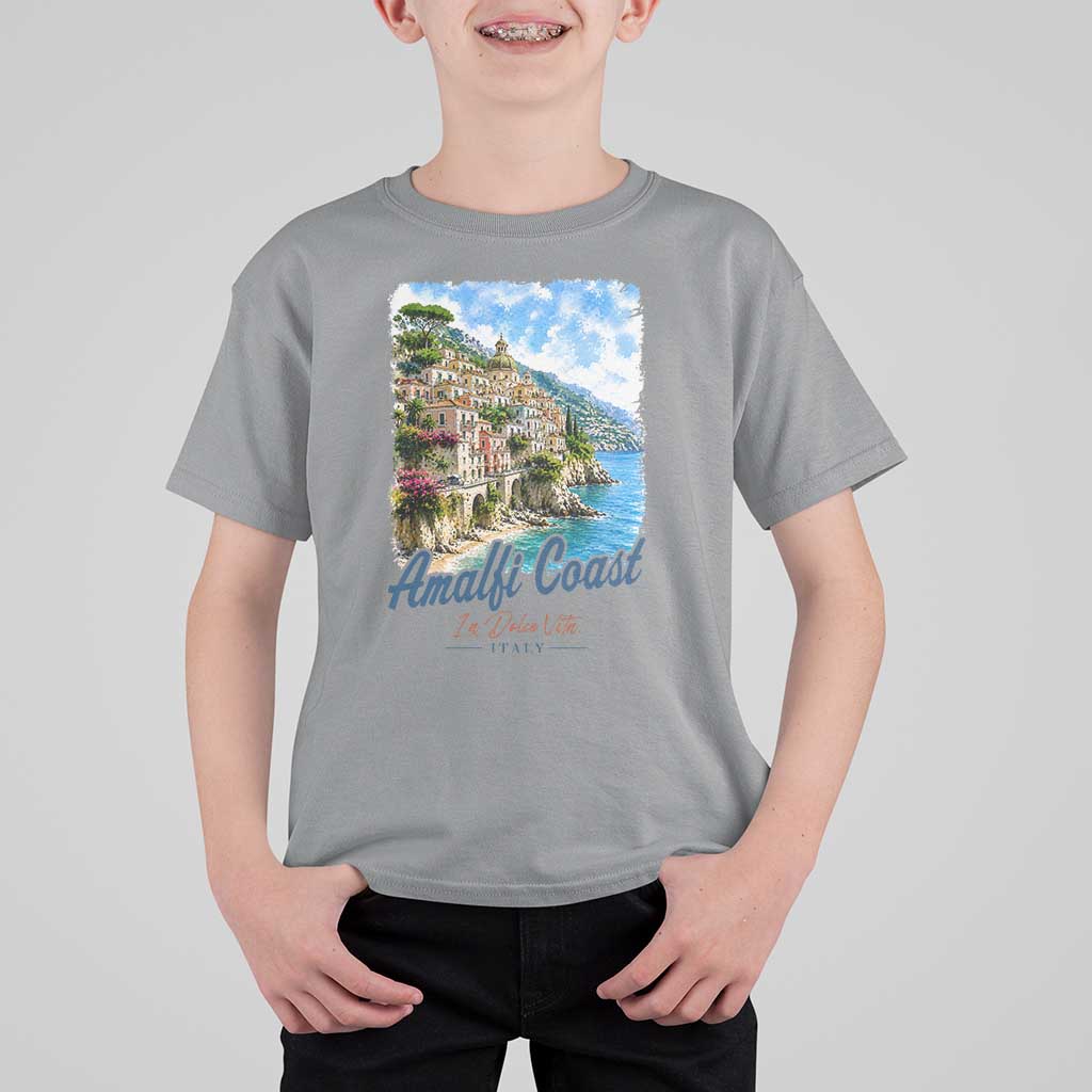 Amalfi Coast T Shirt For Kid La Dolce Vita Italy Coastal Village Vintage Mediterranean Paradise