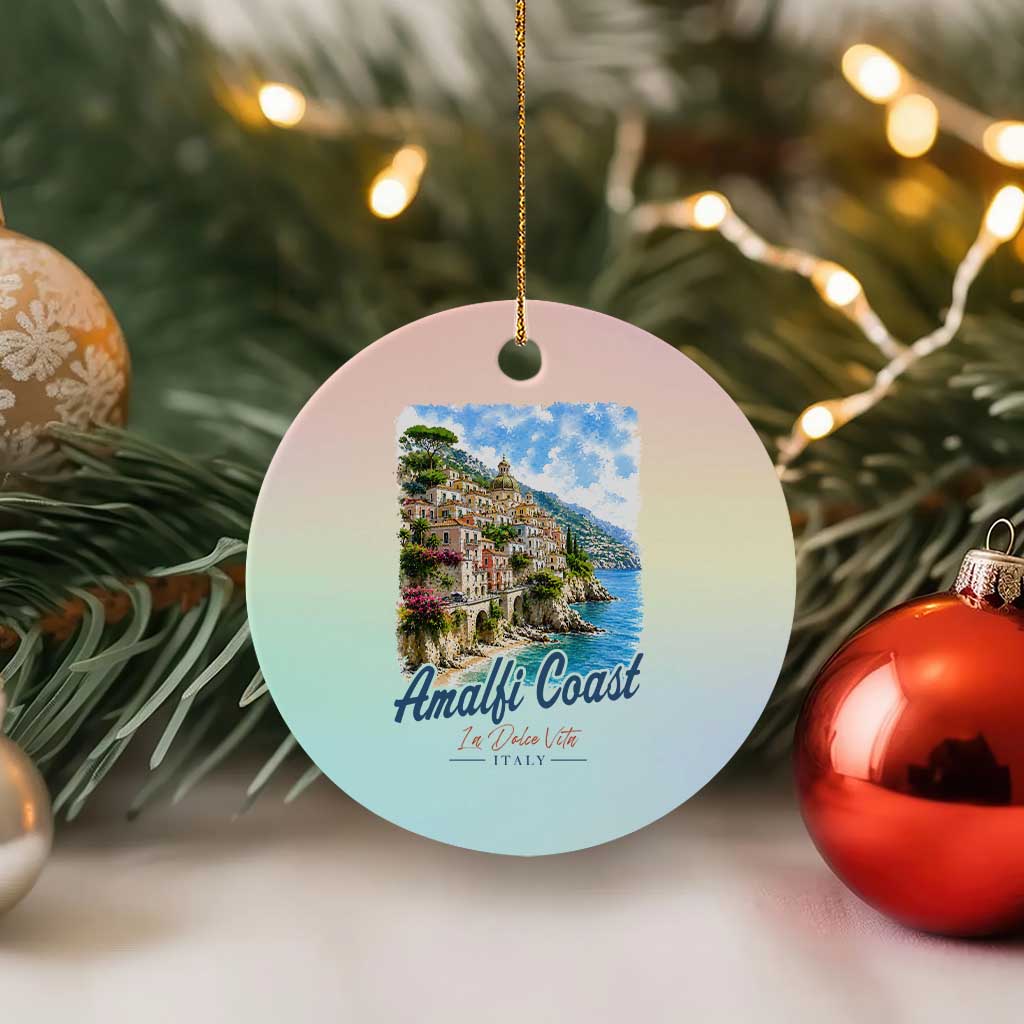 Amalfi Coast Ceramic Ornament La Dolce Vita Italy Coastal Village Vintage Mediterranean Paradise