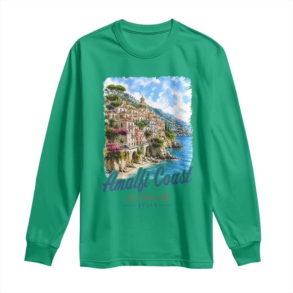 Amalfi Coast Long Sleeve Shirt La Dolce Vita Italy Coastal Village Vintage Mediterranean Paradise