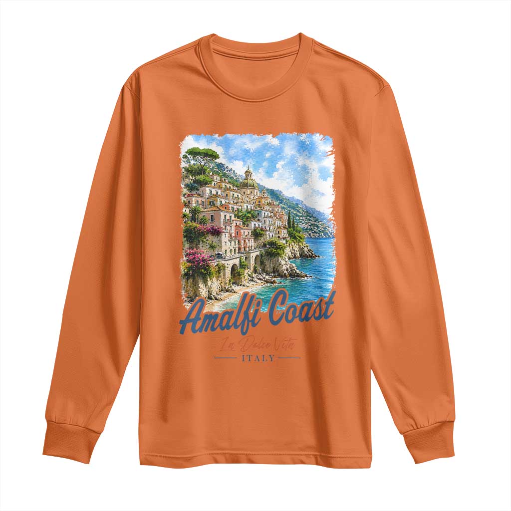 Amalfi Coast Long Sleeve Shirt La Dolce Vita Italy Coastal Village Vintage Mediterranean Paradise