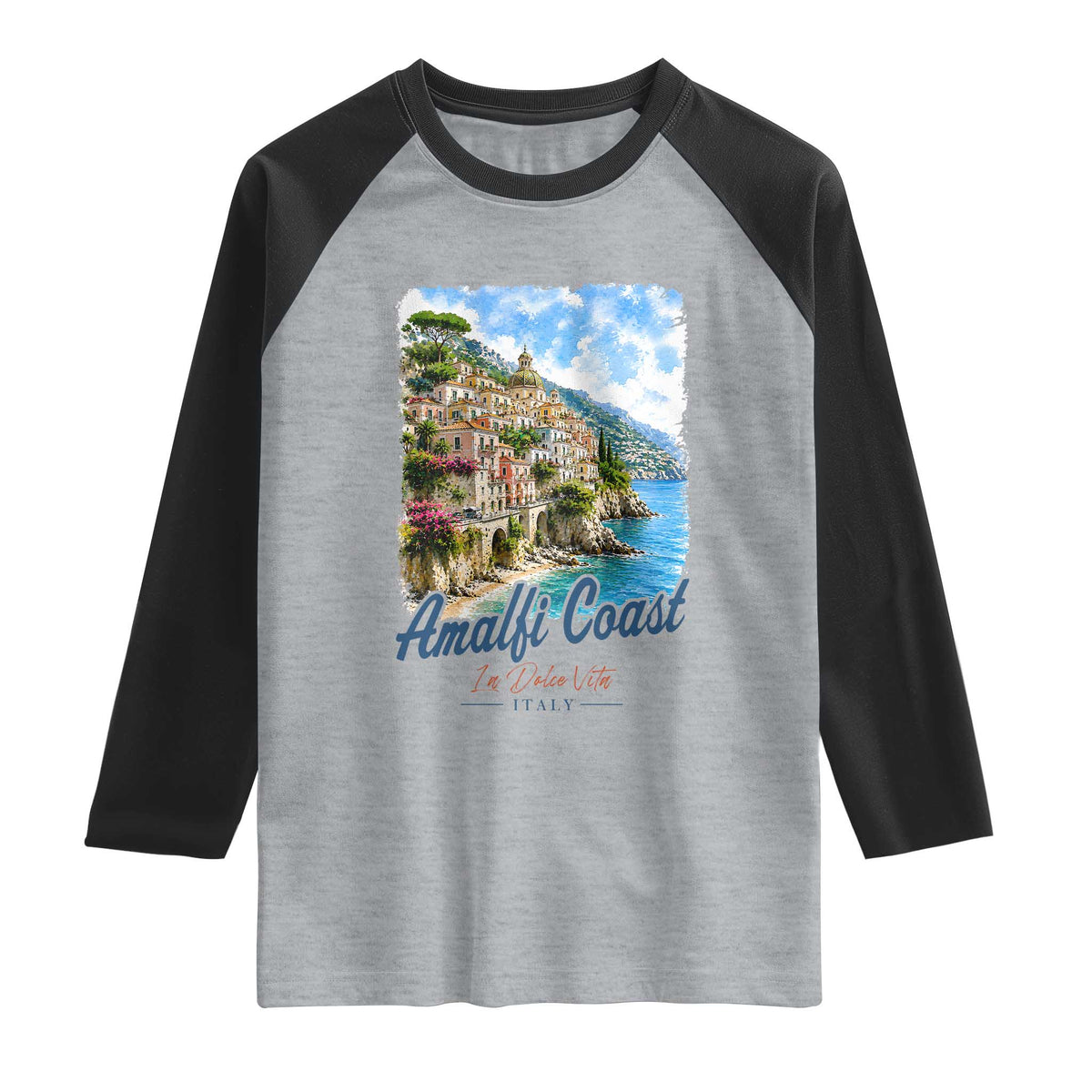 Amalfi Coast Raglan Shirt La Dolce Vita Italy Coastal Village Vintage Mediterranean Paradise