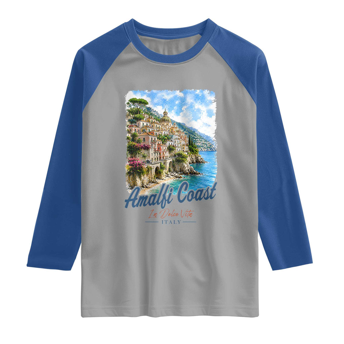 Amalfi Coast Raglan Shirt La Dolce Vita Italy Coastal Village Vintage Mediterranean Paradise