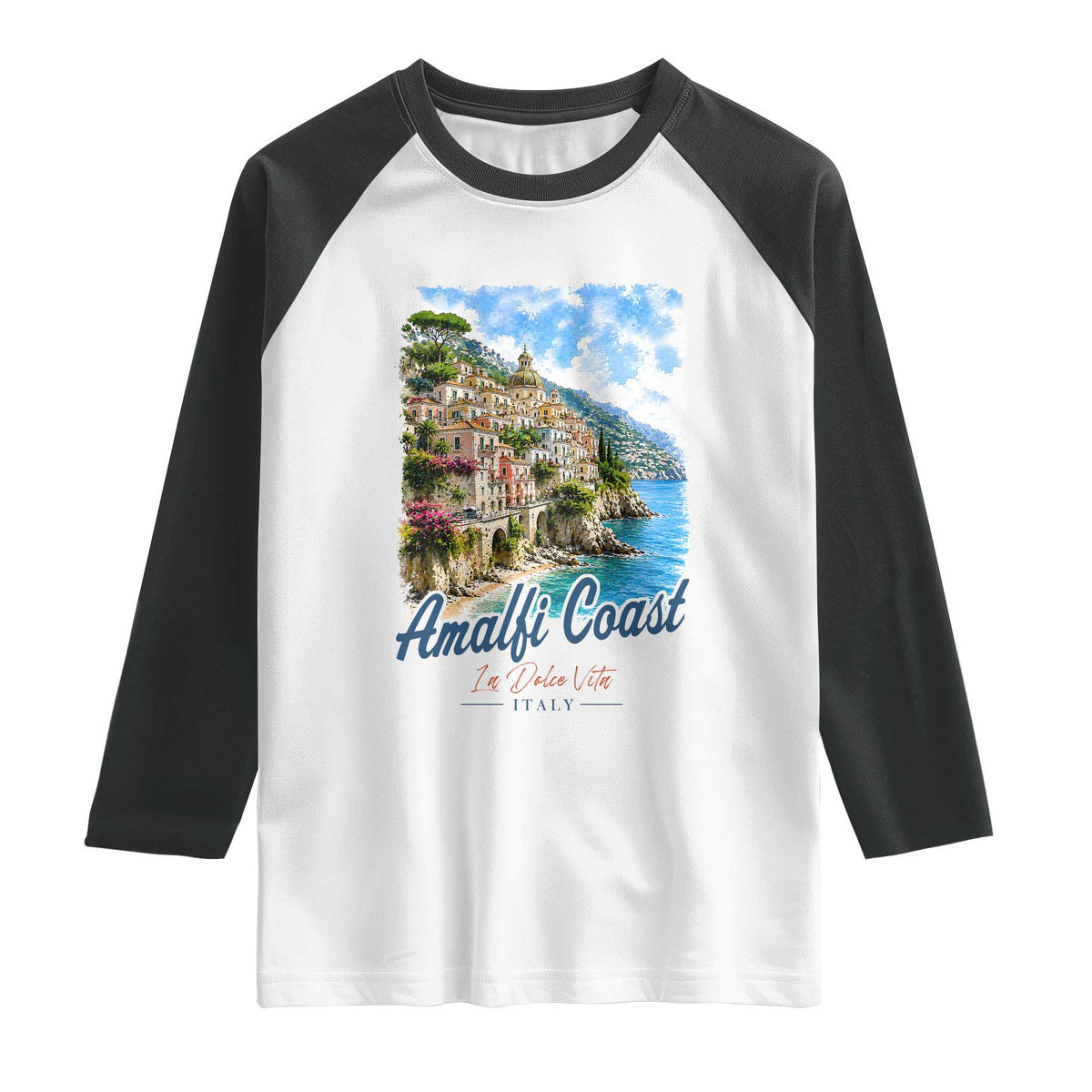 Amalfi Coast Raglan Shirt La Dolce Vita Italy Coastal Village Vintage Mediterranean Paradise