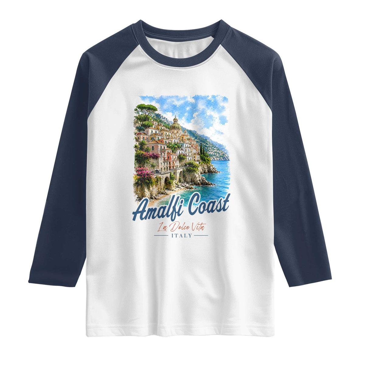Amalfi Coast Raglan Shirt La Dolce Vita Italy Coastal Village Vintage Mediterranean Paradise