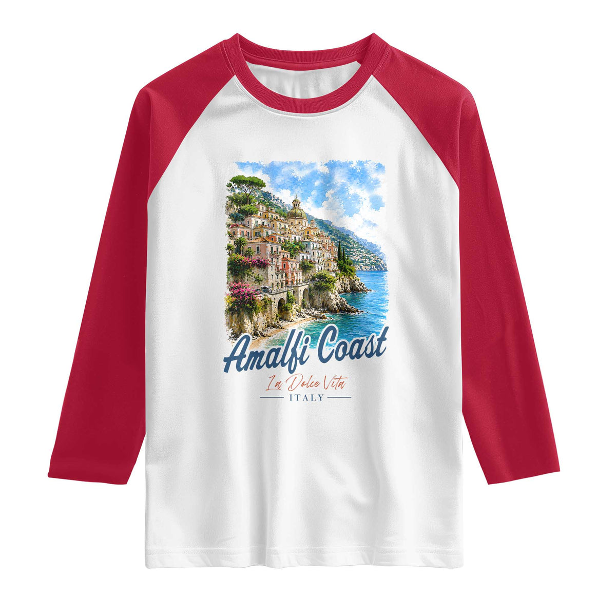 Amalfi Coast Raglan Shirt La Dolce Vita Italy Coastal Village Vintage Mediterranean Paradise
